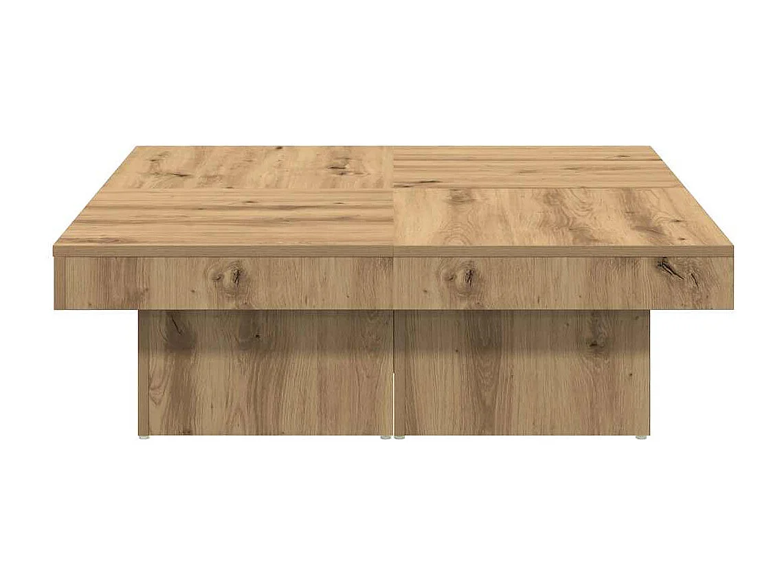 Handgemaakte eikenhouten salontafel 90x90x28 cm bewerkt hout