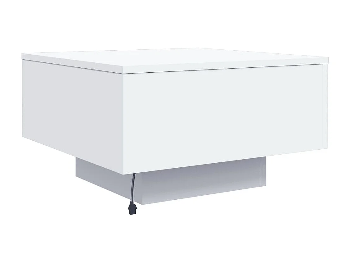 Mesa de centro con luces LED blanca 55x55x31 cm