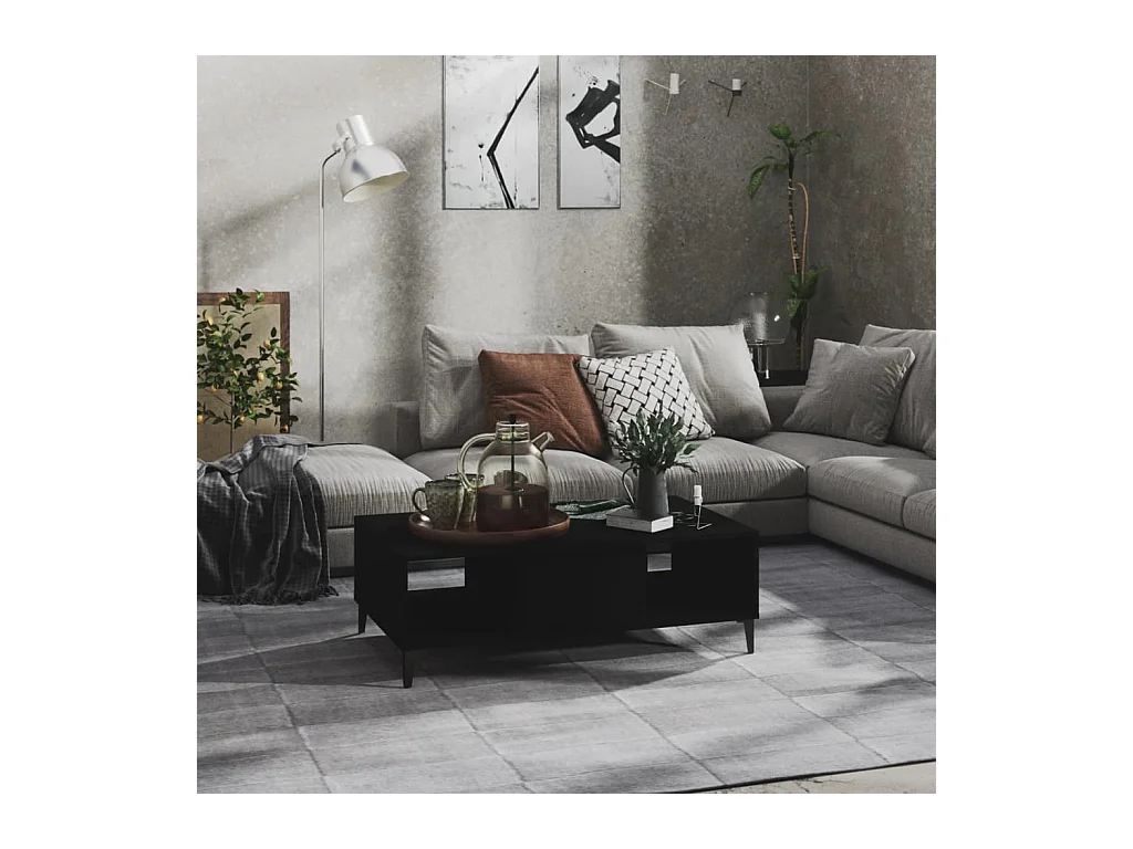 Table basse noir 103,5x60x35 cm bois d'ingénierie