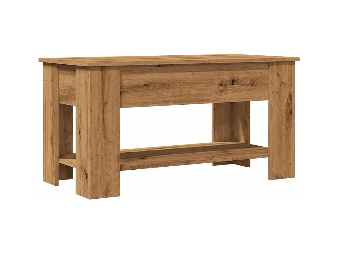 Handgemaakte eikenhouten salontafel 101x49x52 cm bewerkt hout