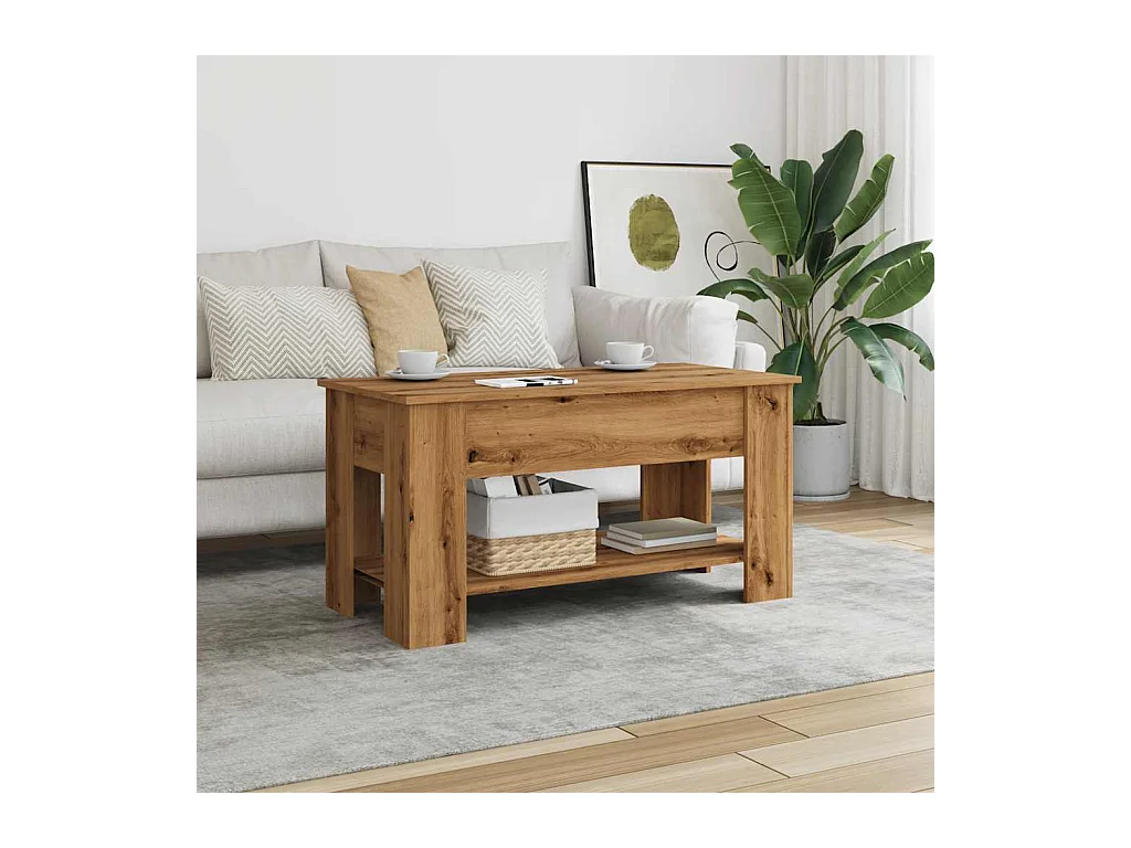 Handgemaakte eikenhouten salontafel 101x49x52 cm bewerkt hout