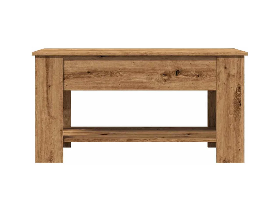 Handgemaakte eikenhouten salontafel 101x49x52 cm bewerkt hout