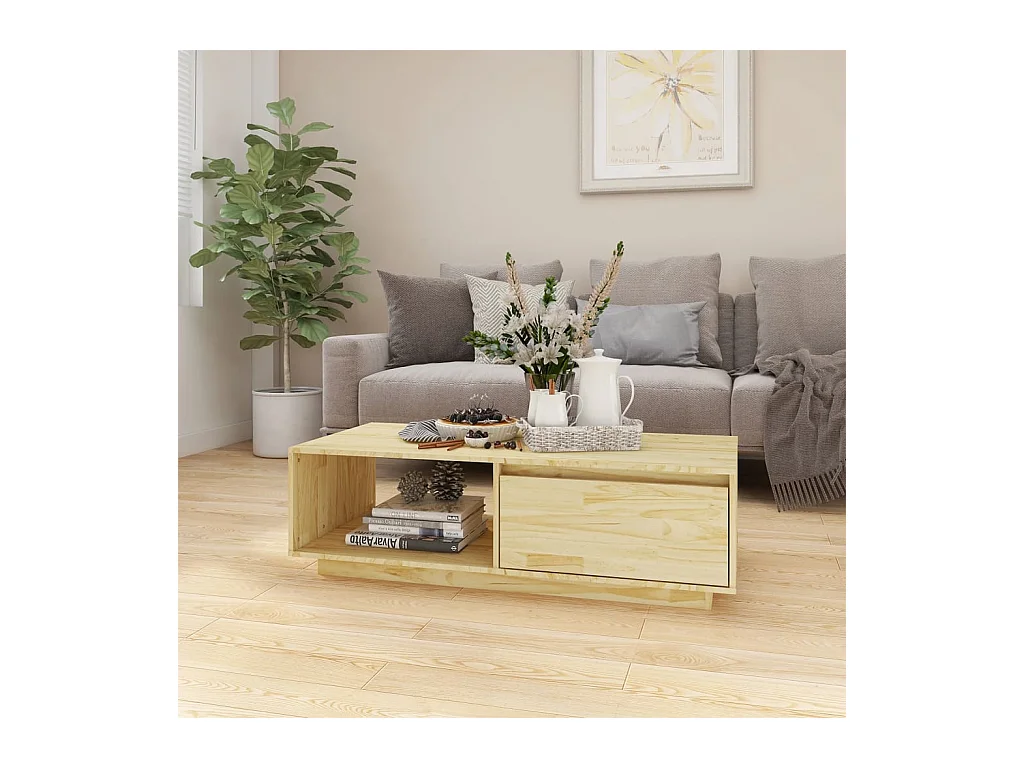 Table basse 110x50x33,5 cm bois de pin massif