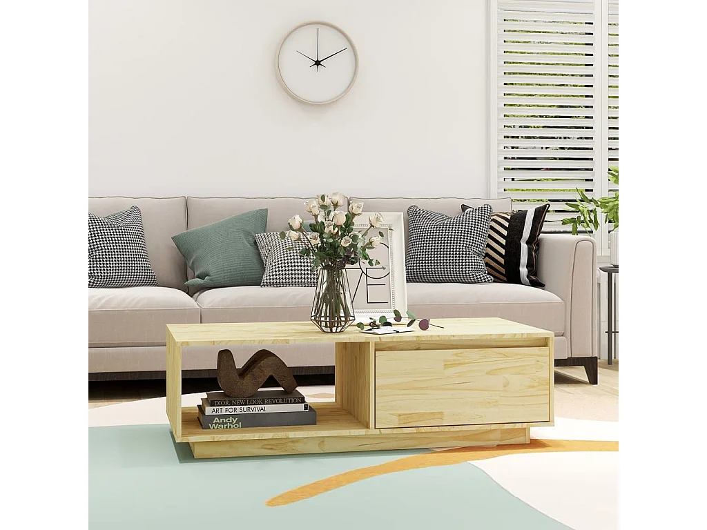 Table basse 110x50x33,5 cm bois de pin massif