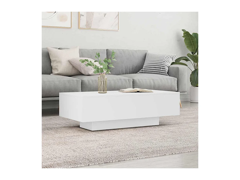 Table basse blanc 100x49,5x31 cm bois d'ingénierie