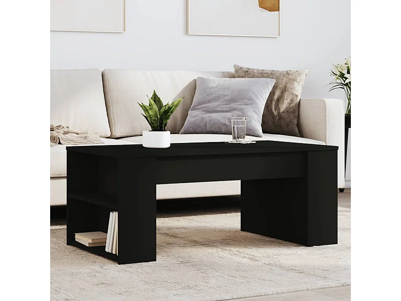 Mesa de centro negra 102x55x42 cm madera de ingeniería