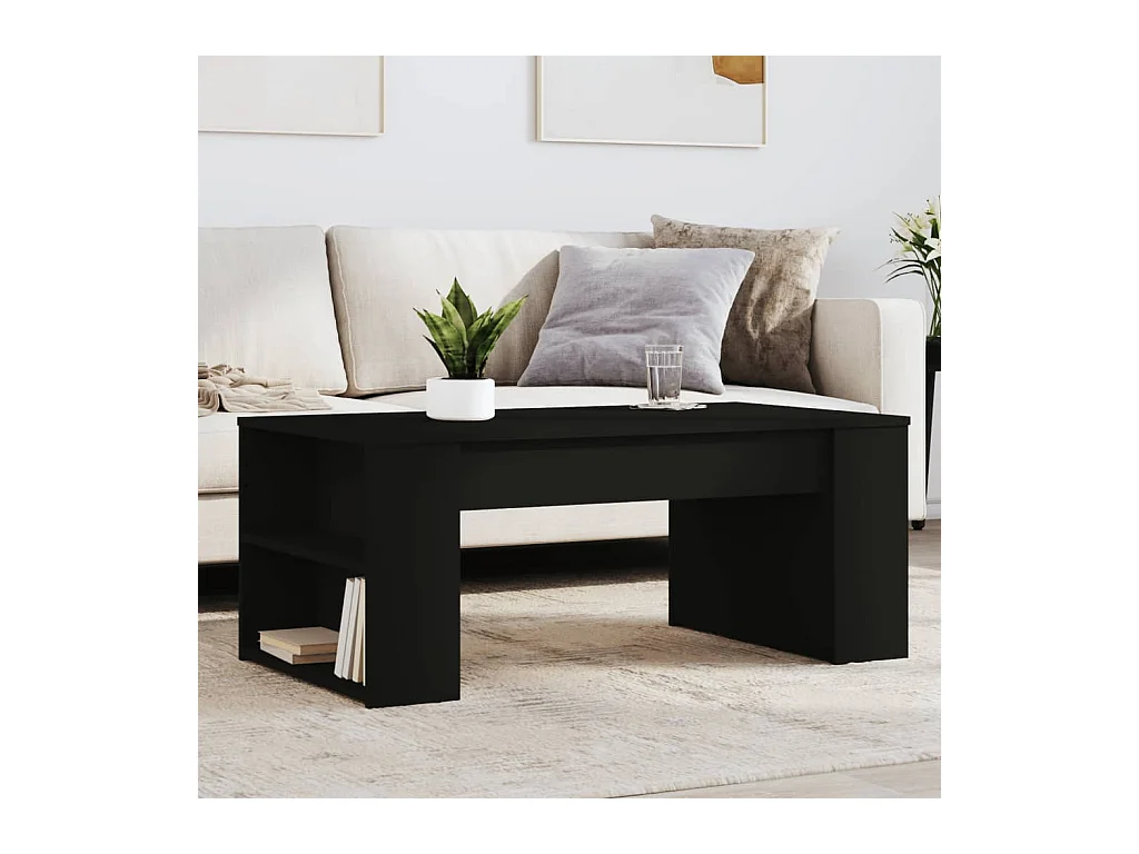 Schwarzer Couchtisch 102x55x42 cm Holzwerkstoff