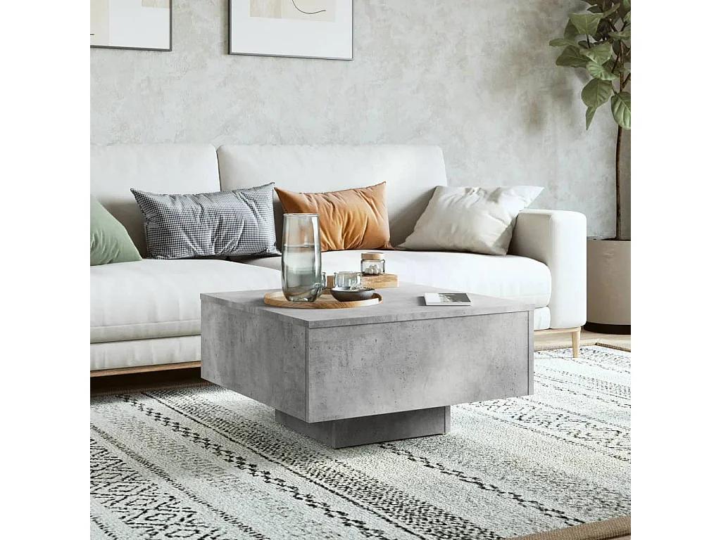 Table basse gris béton 60x60x31,5 cm bois d'ingénierie