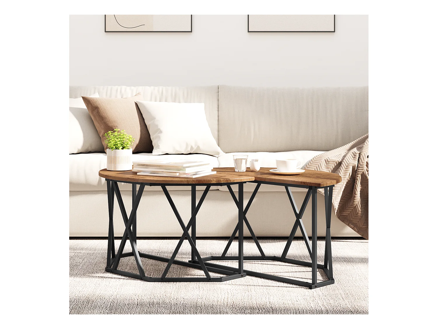 Mesa de centro de madera antigua 80x80x42 cm en madera elegante