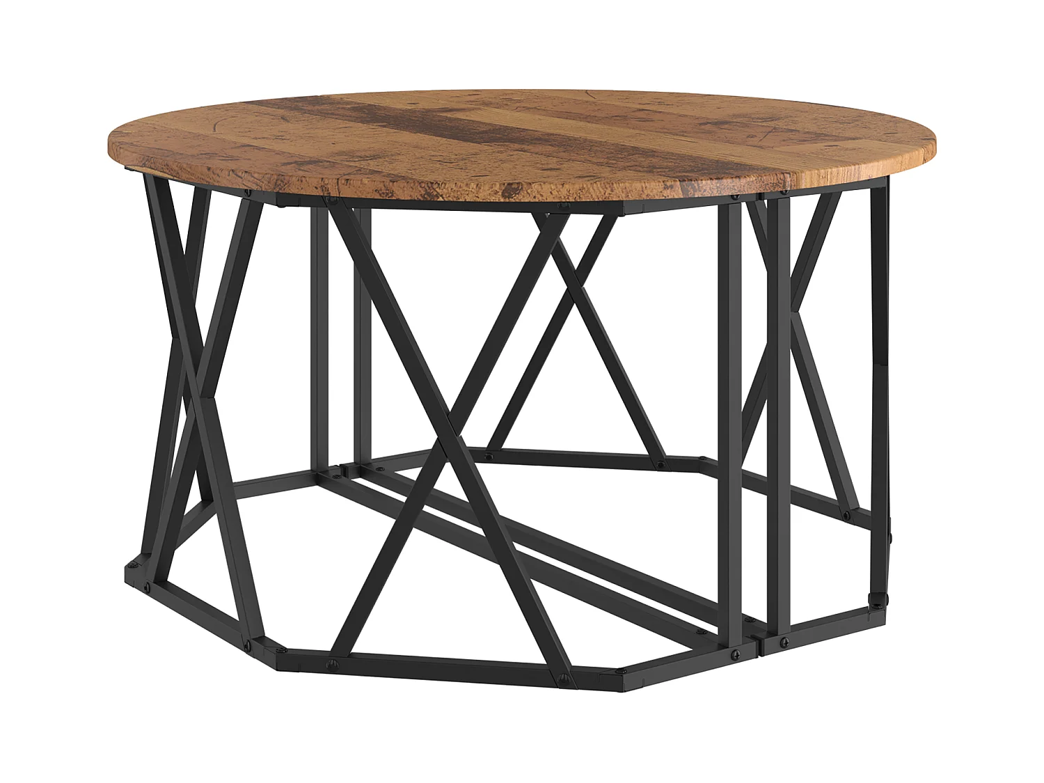 Mesa de centro de madera antigua 80x80x42 cm en madera elegante