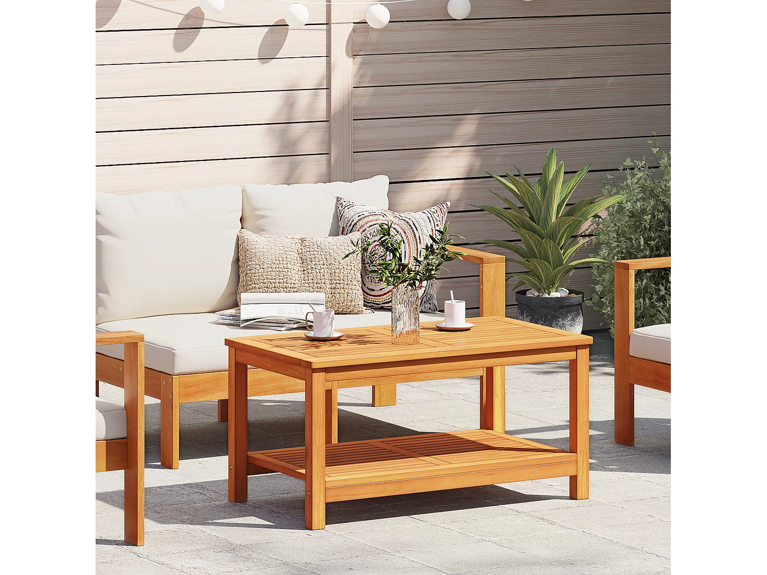 Table basse 90x50x45 cm en bois d'acacia massif