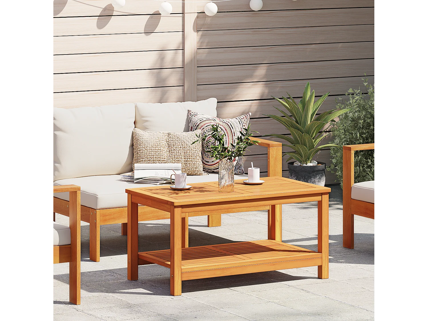 Table basse 90x50x45 cm en bois d'acacia massif