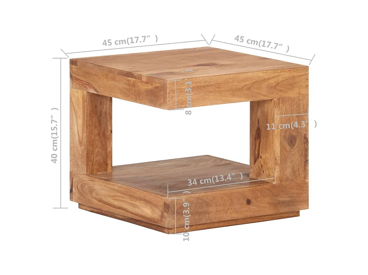 Table basse 45x45x40 cm Bois d'acacia massif