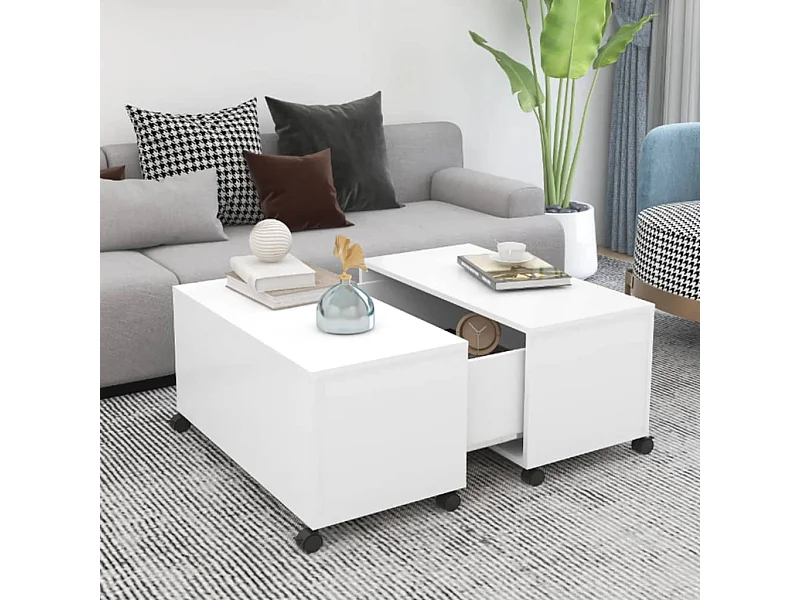 Witte salontafel 75x75x38 cm bewerkt hout