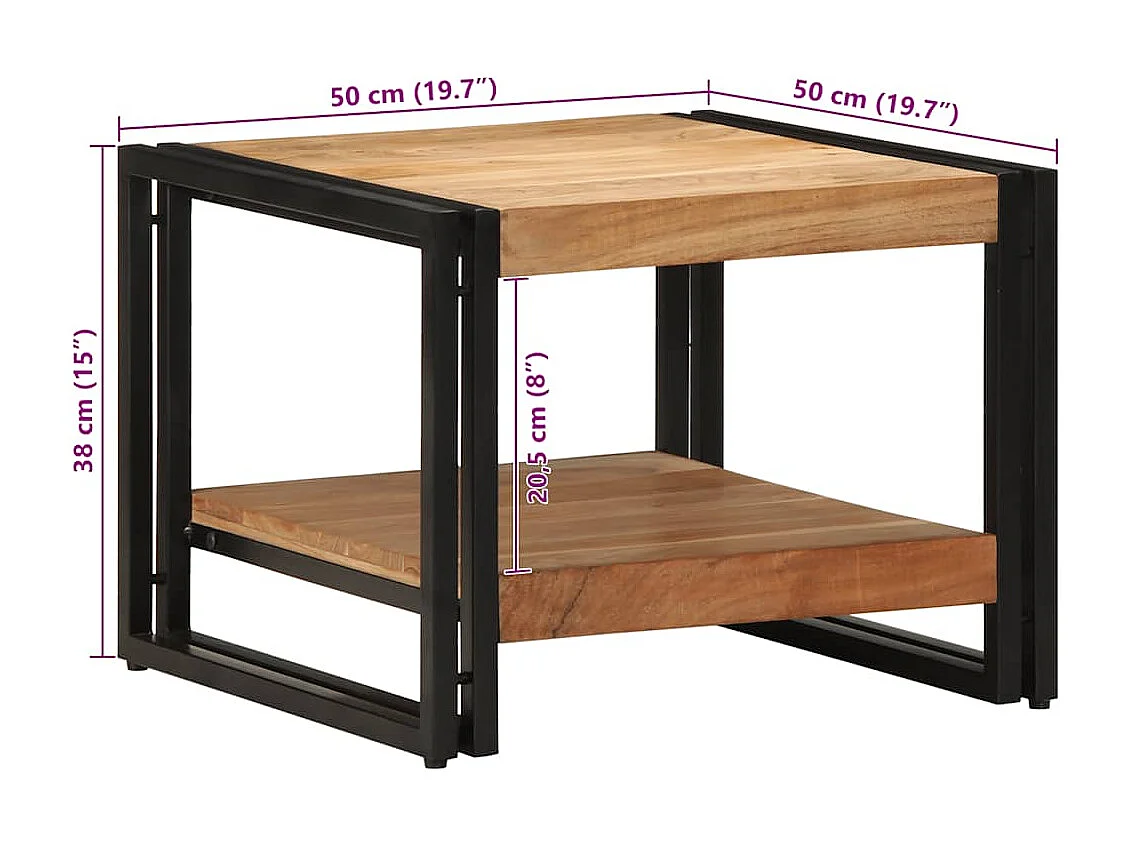 Couchtisch 50x50x38 cm massives Akazienholz