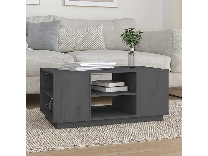 Salontafel Grijs 90x49x40,5 cm Massief grenenhout