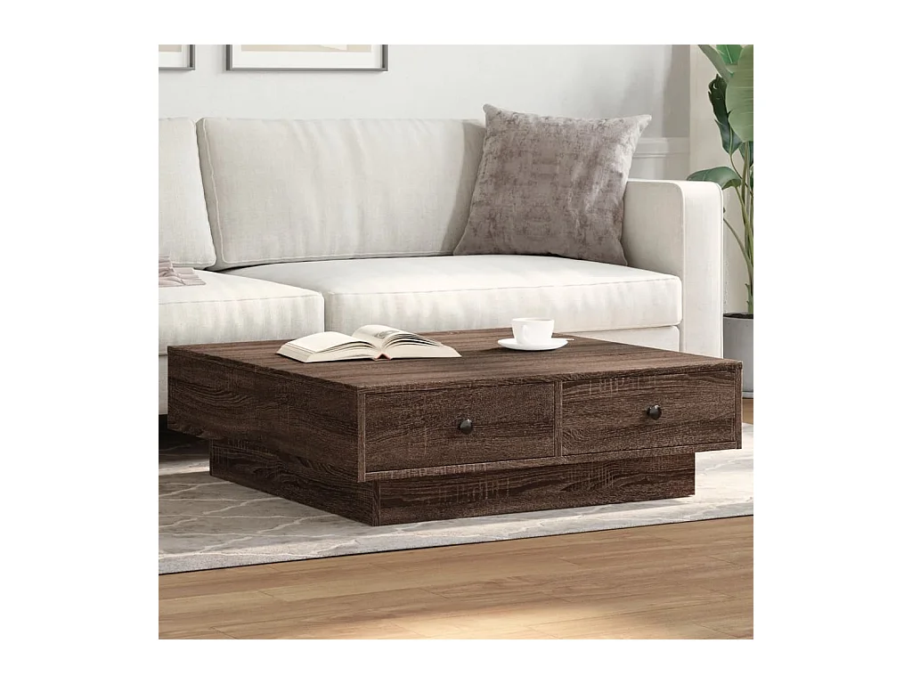 Tavolino da caffè Rovere marrone 90x90x28 cm Legno ingegnerizzato