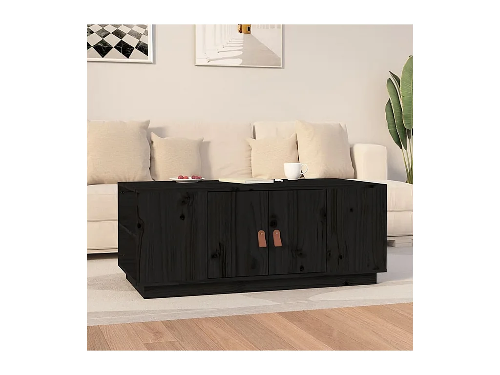 Table basse Noir 100x50x41 cm Bois massif de pin