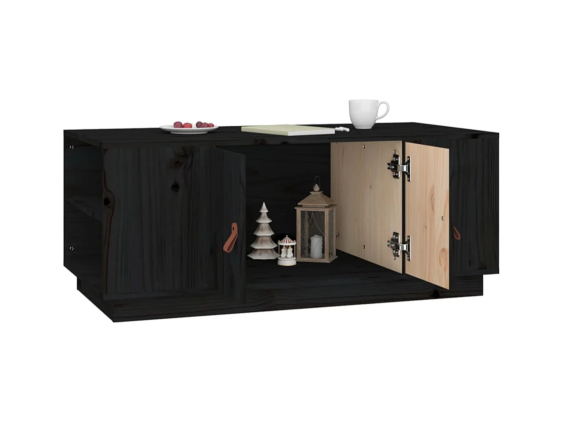 Table basse Noir 100x50x41 cm Bois massif de pin
