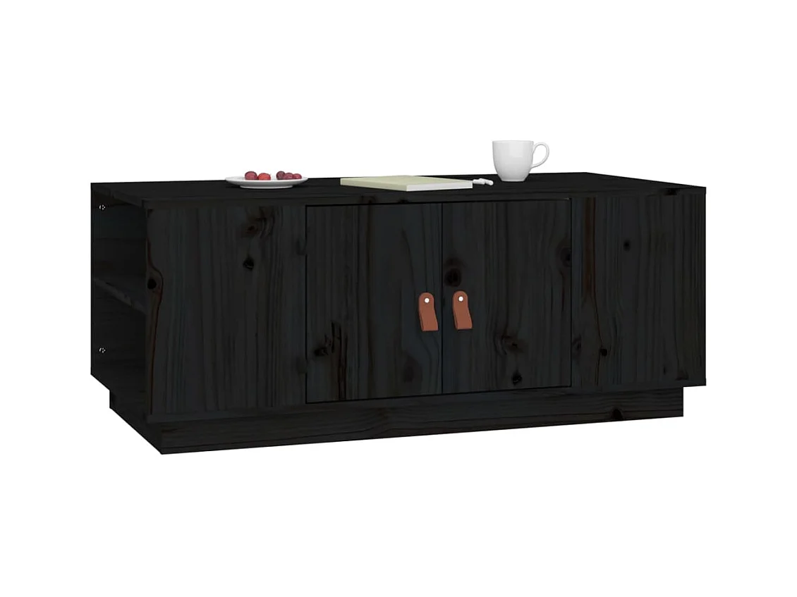 Table basse Noir 100x50x41 cm Bois massif de pin