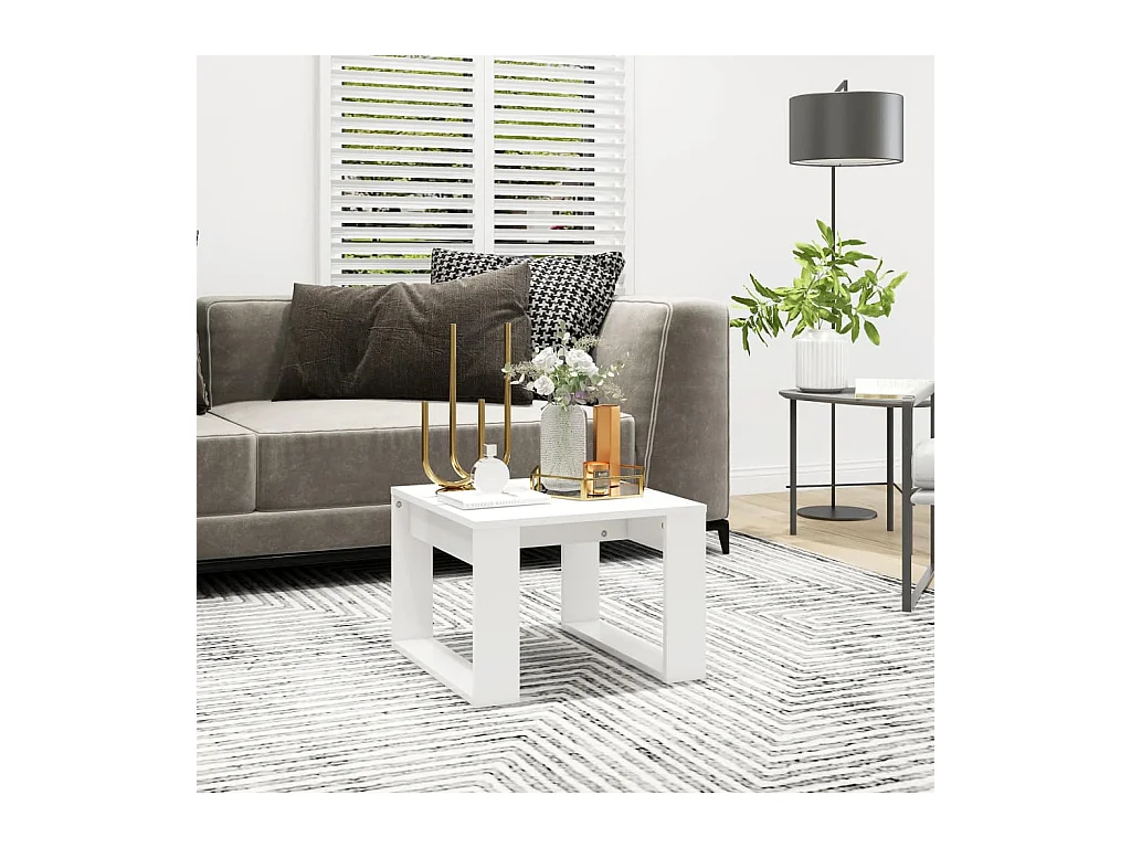 Table d'appoint Blanc 50x50x35 cm Bois d’ingénierie