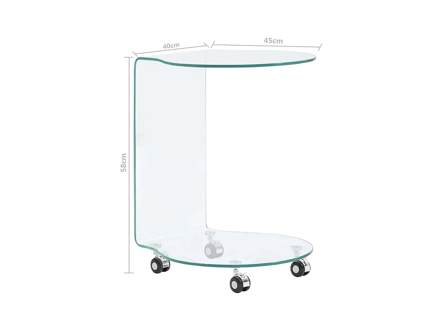 Table basse 45x40x58 cm Verre trempé