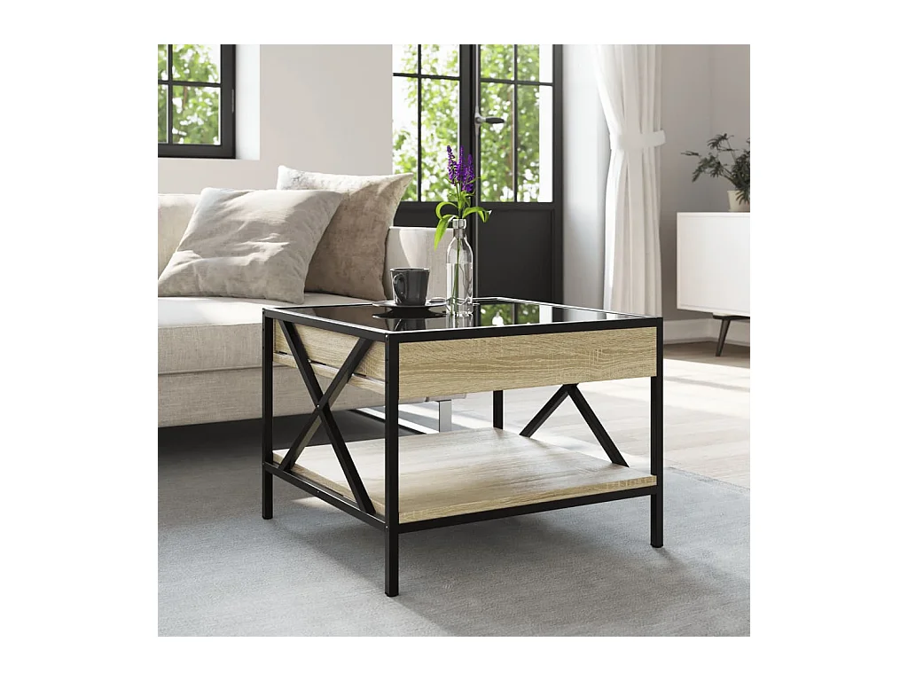 Table basse avec LED infini chêne sonoma 50x50x38 cm