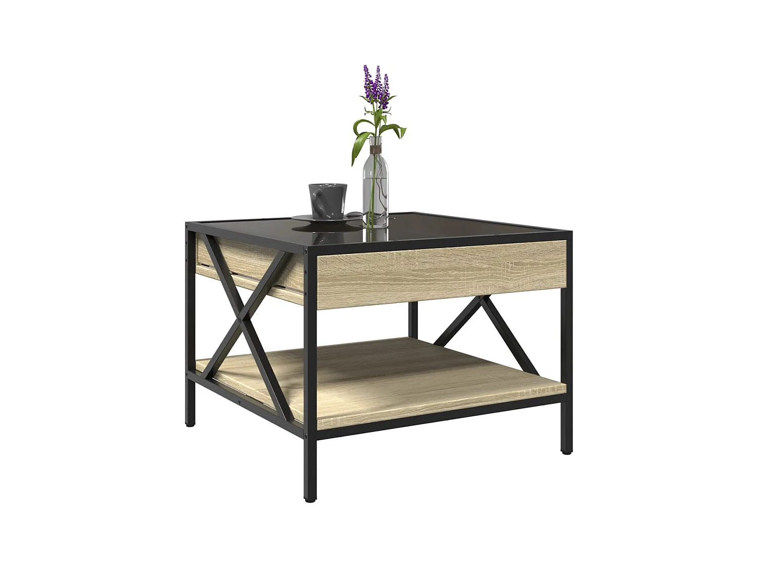 Table basse avec LED infini chêne sonoma 50x50x38 cm