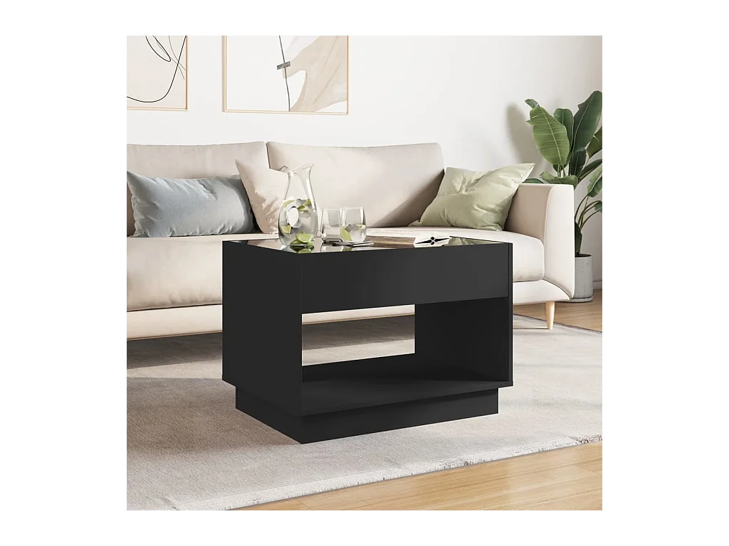 Table basse avec LED infini noir 70x50x50 cm