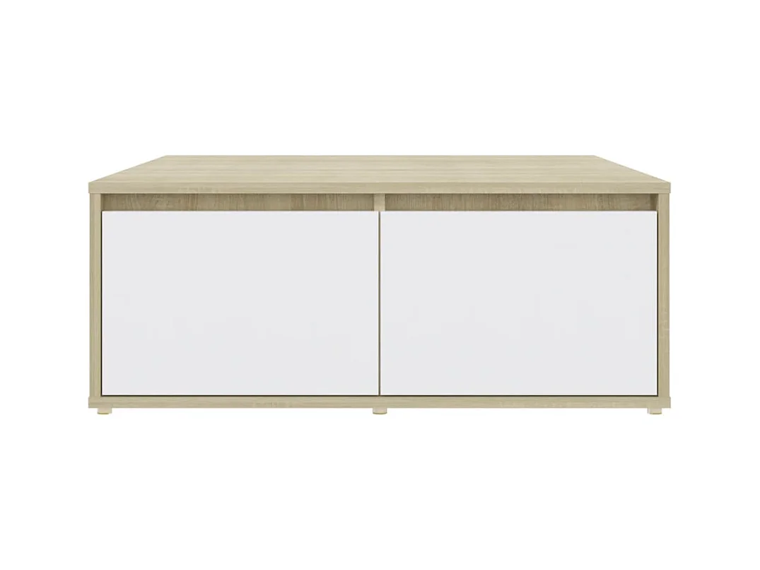 Table basse blanc et chêne sonoma 80x80x31 cm bois d'ingénierie