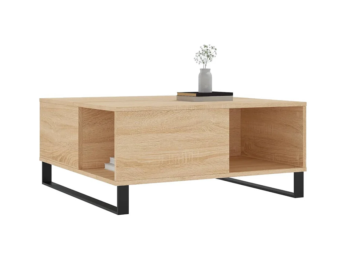 Table basse chêne sonoma 80x80x36,5 cm bois d'ingénierie