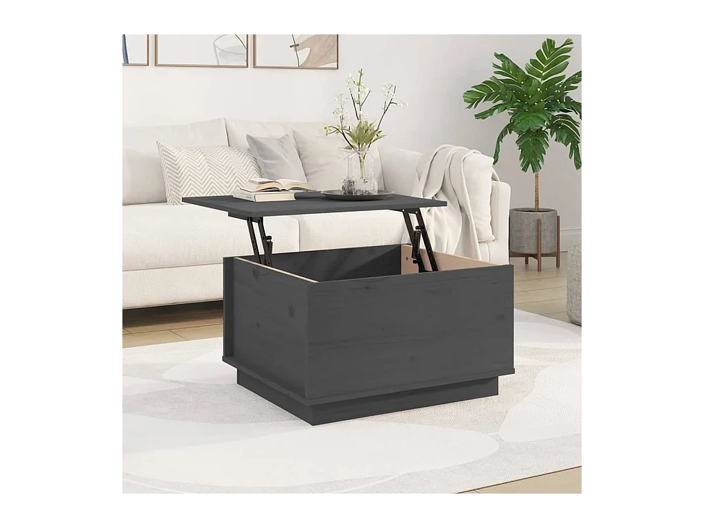 Tavolino Grigio 60x50x35 cm Legno massello di pino