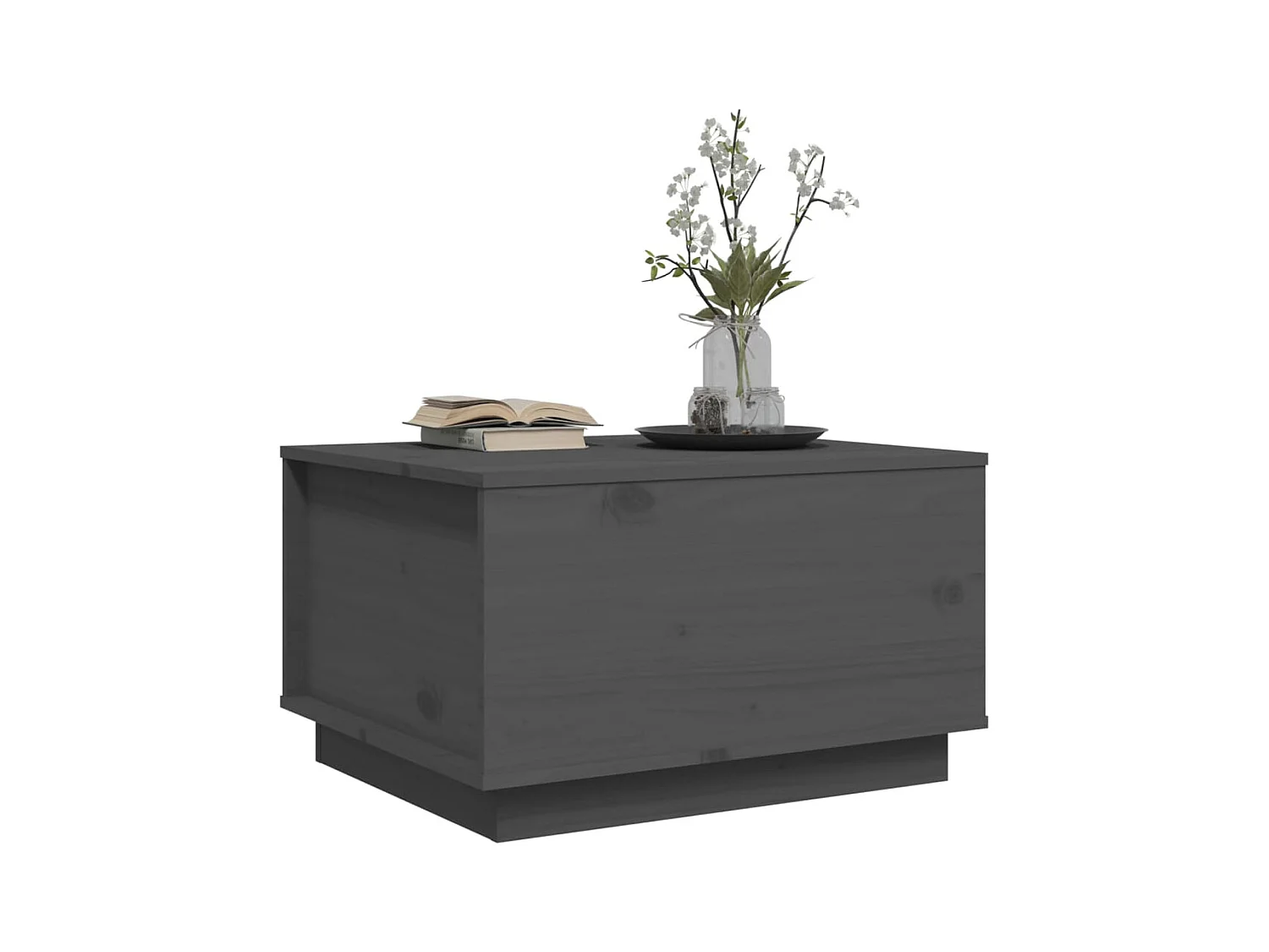 Tavolino Grigio 60x50x35 cm Legno massello di pino