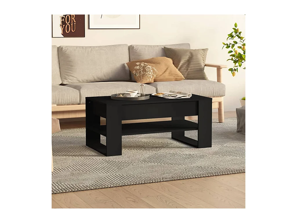 Table basse noir 102x55x45 cm bois d'ingénierie
