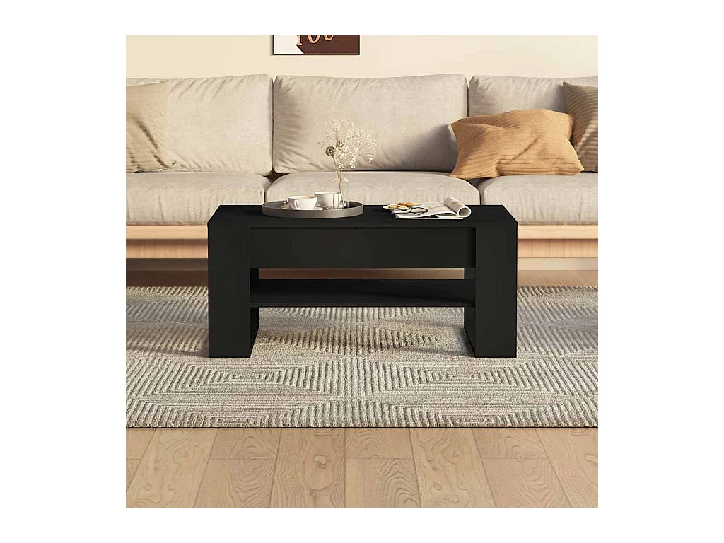 Table basse noir 102x55x45 cm bois d'ingénierie