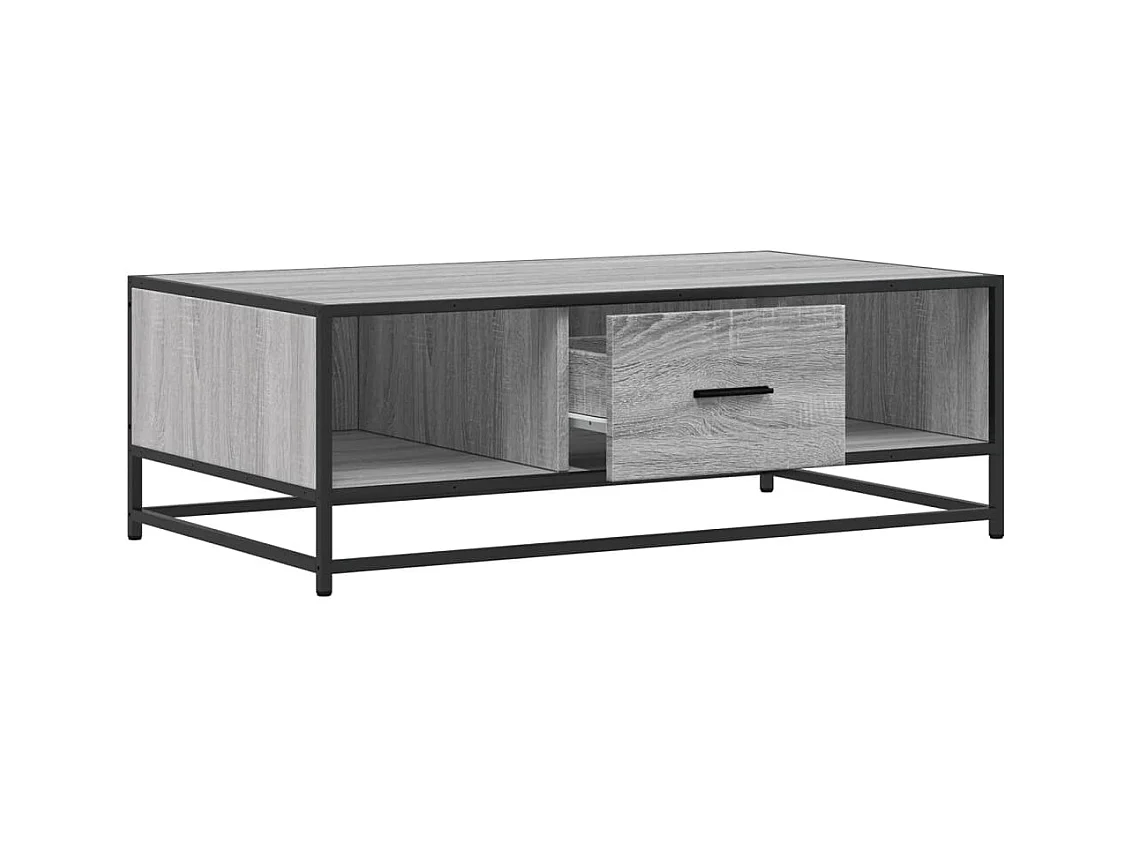 Mesa de centro Sonoma gris 100x57x35 cm madera contrachapada y metal