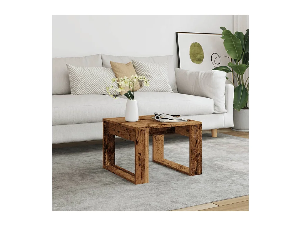Table d'appoint vieux bois 50x50x35 cm bois d'ingénierie