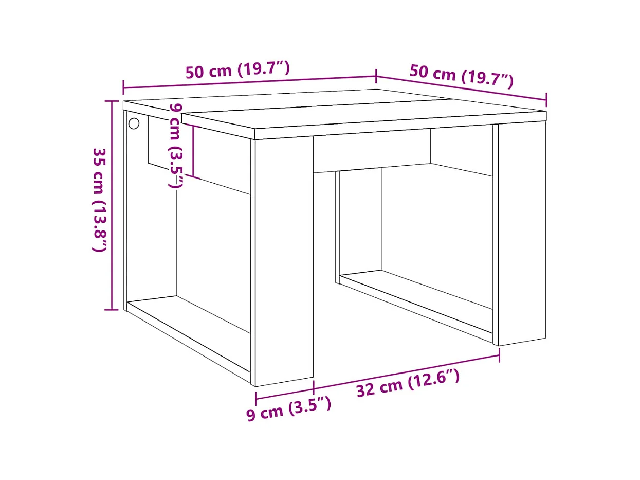 Table d'appoint vieux bois 50x50x35 cm bois d'ingénierie
