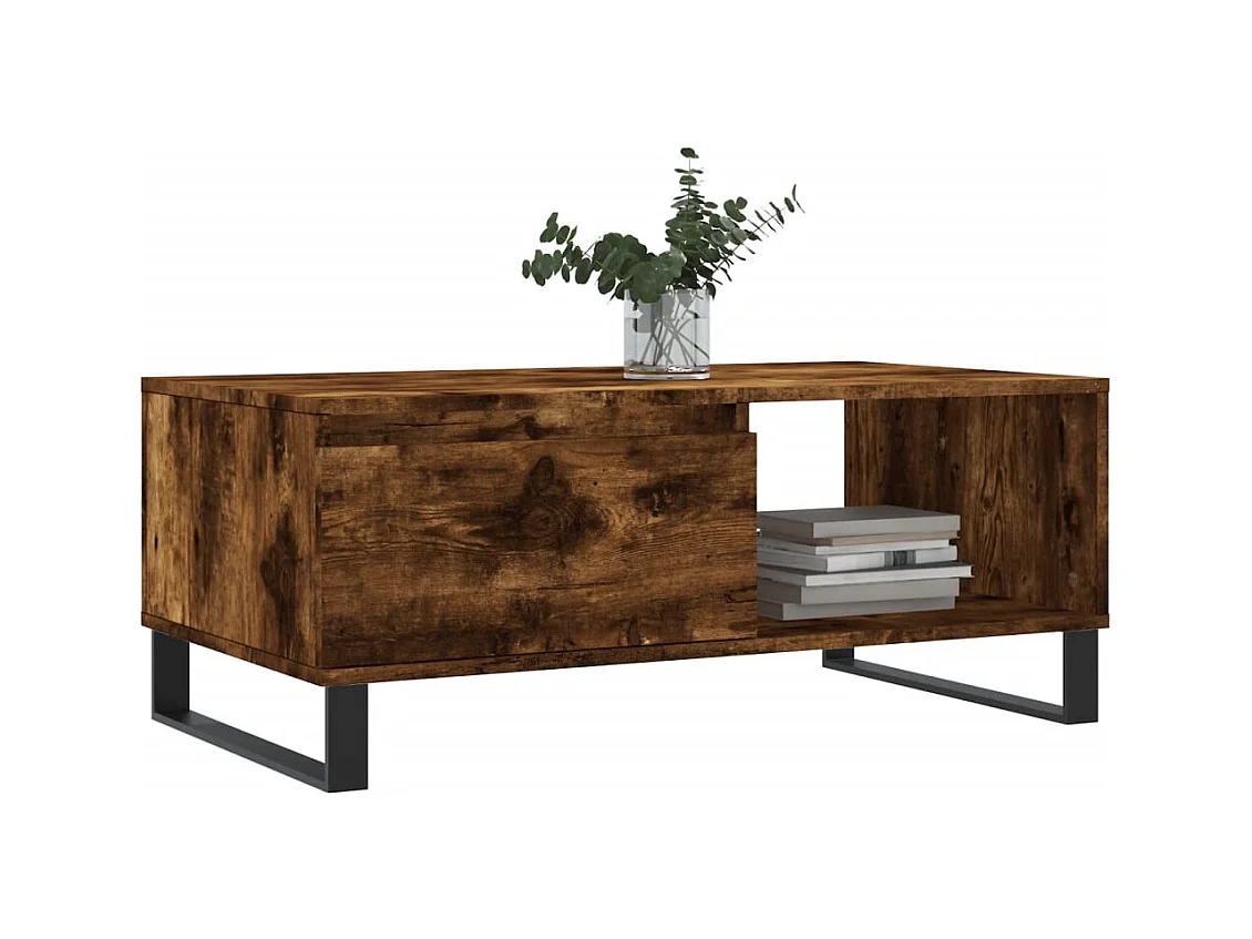 Table basse Chêne fumé 90x50x36,5 cm Bois d'ingénierie