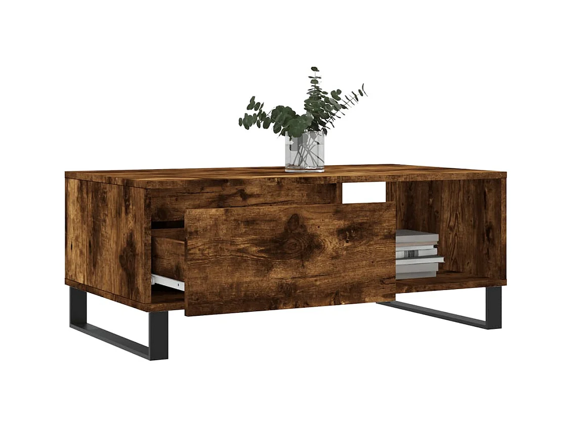 Table basse Chêne fumé 90x50x36,5 cm Bois d'ingénierie