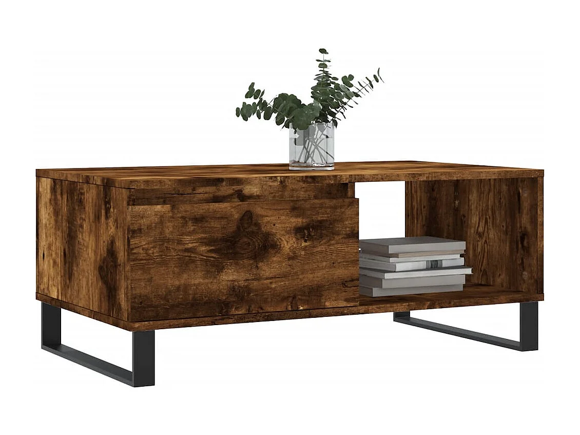 Table basse Chêne fumé 90x50x36,5 cm Bois d'ingénierie