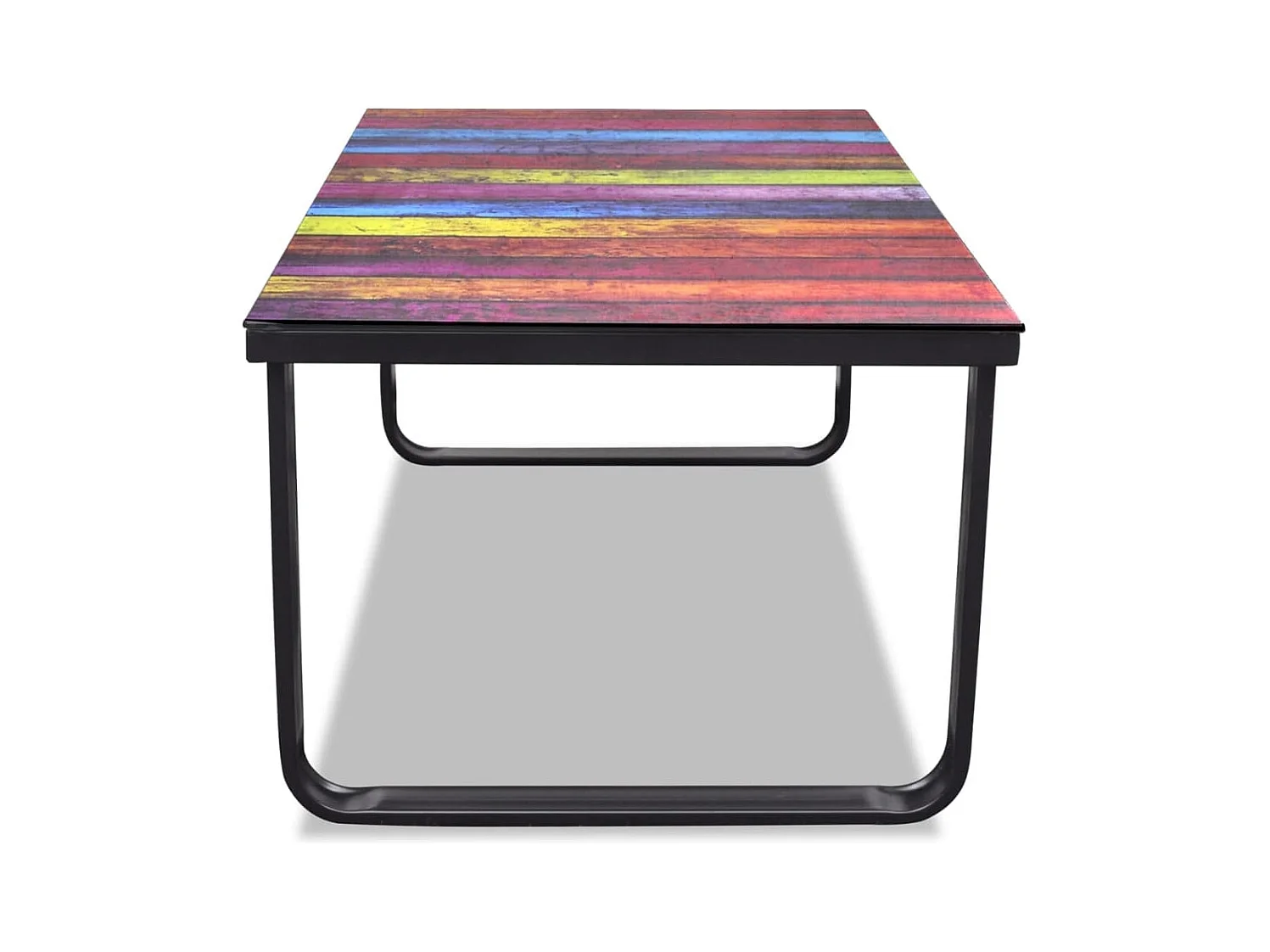 Table basse avec impression d'arc-en-ciel Dessus en verre