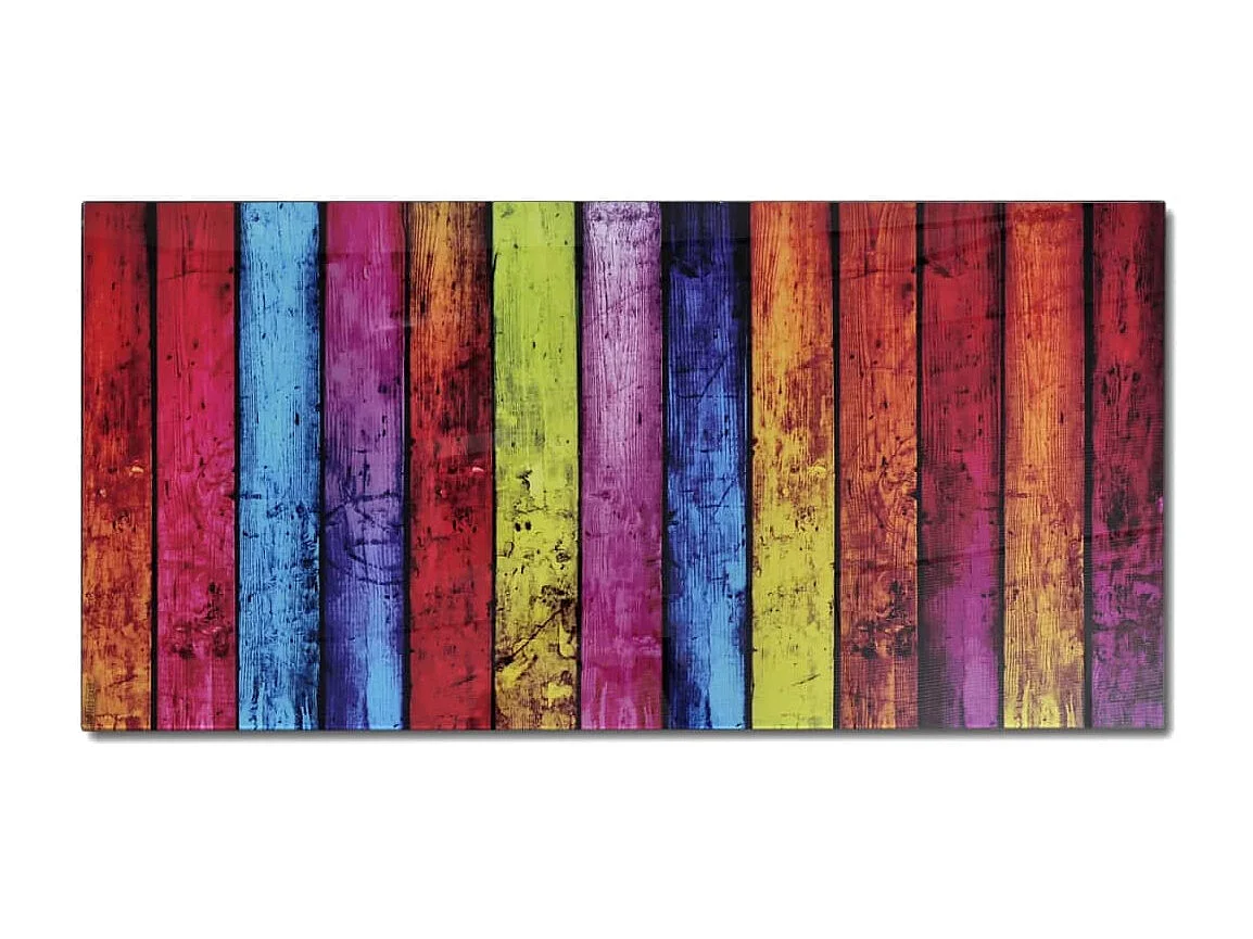 Table basse avec impression d'arc-en-ciel Dessus en verre