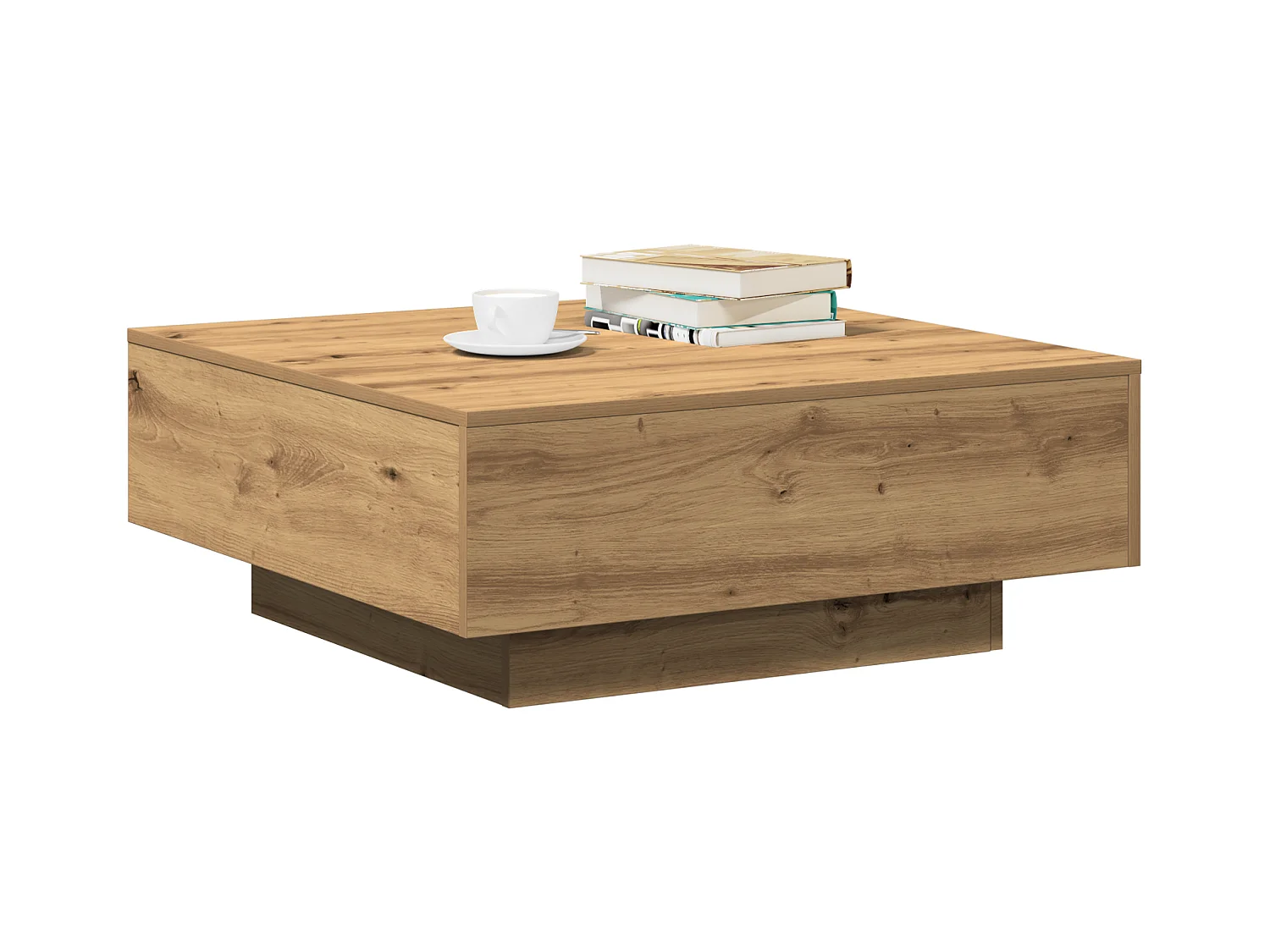 Mesa de centro Roble artesanal 80x80x31 cm Madera de ingeniería