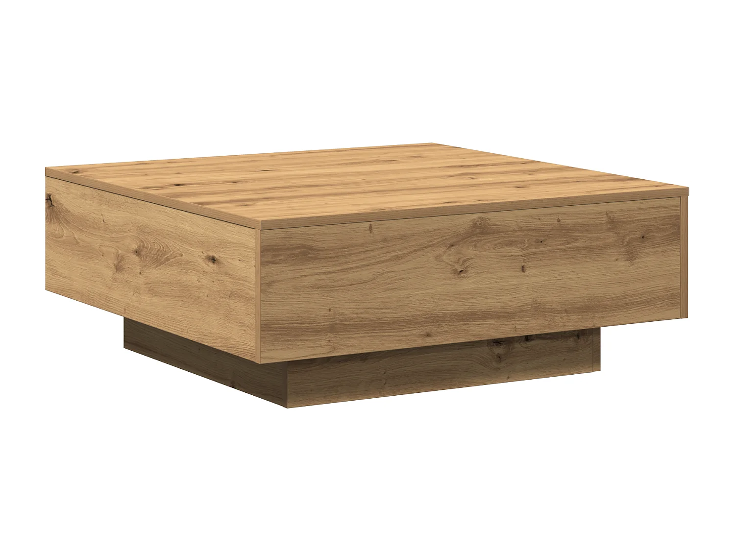 Table basse Chêne artisanal 80x80x31 cm Bois d'ingénierie