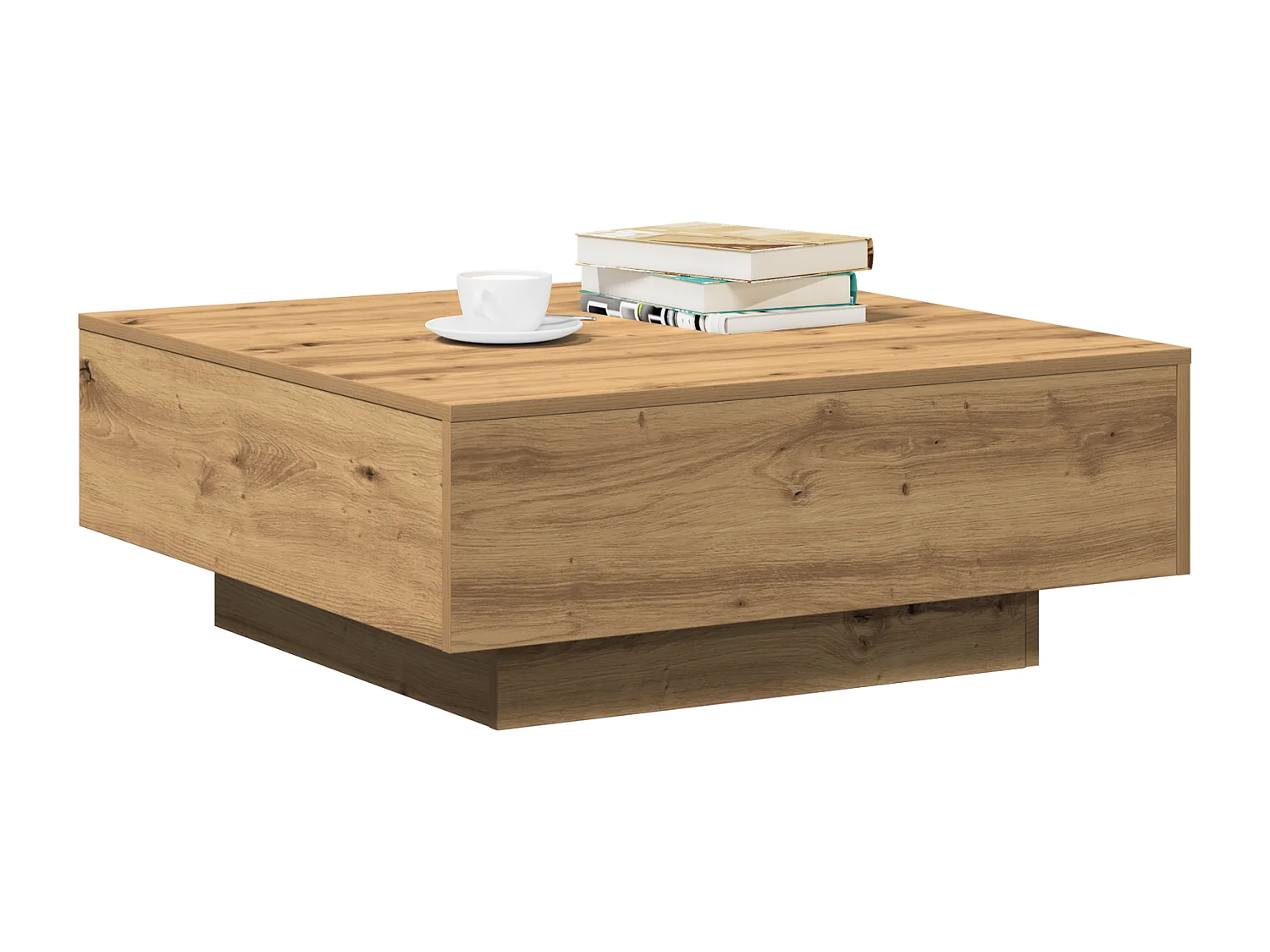 Table basse Chêne artisanal 80x80x31 cm Bois d'ingénierie