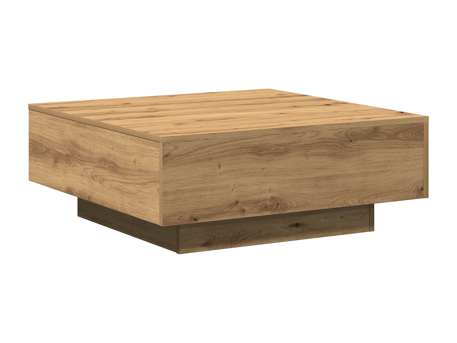 Table basse Chêne artisanal 80x80x31 cm Bois d'ingénierie