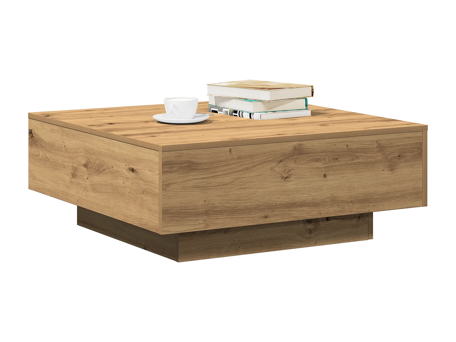 Table basse Chêne artisanal 80x80x31 cm Bois d'ingénierie