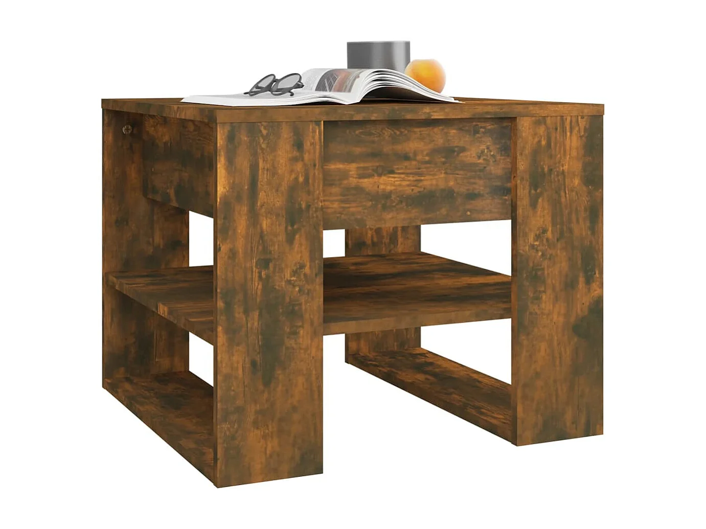 Table basse chêne fumé 55,5x55x45 cm bois d'ingénierie