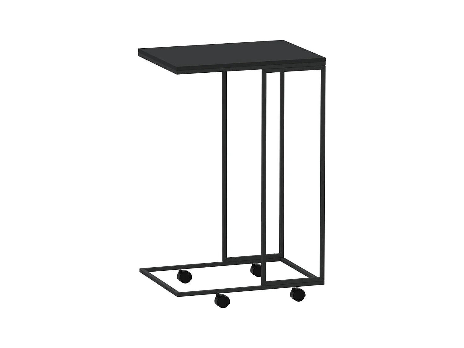 Table d'appoint avec roues Noir 40x30x63,5 cm Bois d'ingénierie